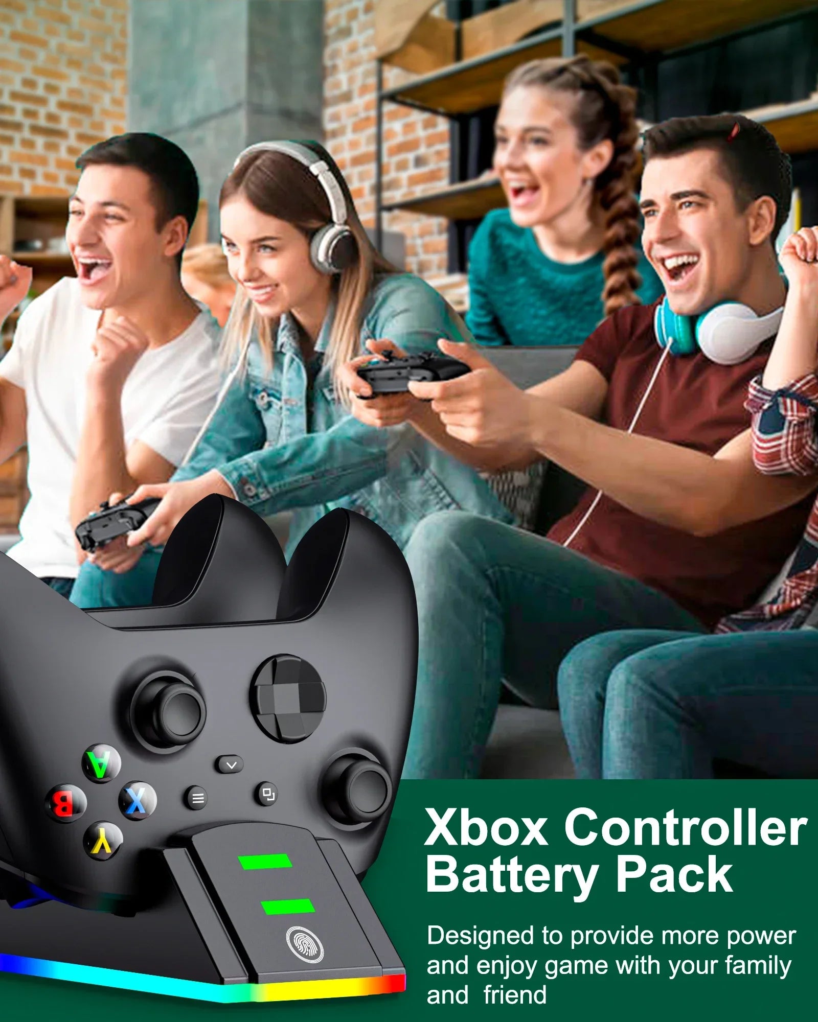 DinoFire  2X4320mWh Rechargeable Battery Pack For Xbox One X/S/Elite Xbox Series X/S Controller Charger For Xbox One Gamepads