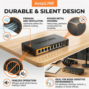 Switch gestionado web KeepLiNK de 9 puertos 2.5G | 8x 2.5GbE + 1x Uplink 10G SFP+ | Ethernet de red multigigabit con IGMP Snooping