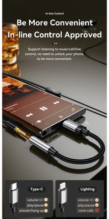 Adaptador de audio Essager de Lightning a jack de 3.5 mm, cable auxiliar para auriculares, adaptador de USB tipo C a 3.5 mm, OTG tipo C para iPhone, Xiaomi, OnePlus