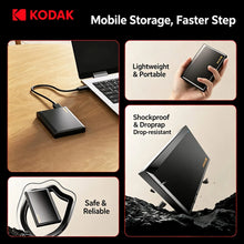 KODAK P190 External HDD 500GB 1TB Portable 2.5 Inch Hard Drive USB 3.0 5Gbps Storage for PC Laptop PS4 PS5 with Free Case