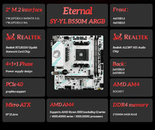 SOYO AMD Ryzen B550M ARGB DDR4 Motherboard AM4 Computer Combo Set Office Desktop PC Game PCIE4.0*16 M.2 NVME/MGFF SATA USB3.0 24PIN+8PIN USB2.0 HD/VGA Memory up to 64GB