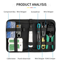 RJ45 Crimping Tool Kit Network RJ45 RJ11 Cable Tester Stripper Punch Down Tool Screwdrivers 10pcs Cat5 Plugs Boots Set