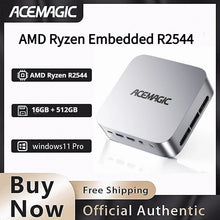 ACEMAGIC AMD Mini PC Ryzen Embedded R2544 16GB RAM 512GB SSD Windows 11 Pro Desktop Computer Triple Monitor 4K Display Ethernet