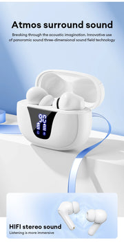 Auriculares inalámbricos Lenovo XT58 con reducción inteligente de ruido, Bluetooth 5.4, auriculares para juegos, sonido HIFI y pantalla LED